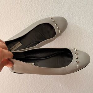 Balenciaga Silver Studded Flats